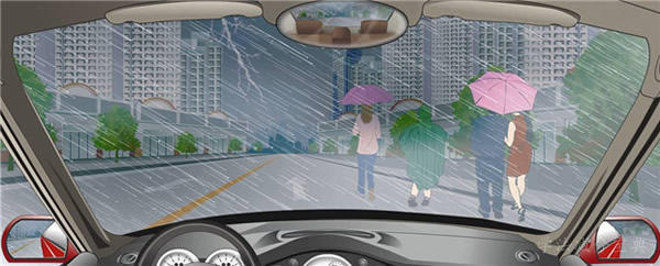 如图所示,雨天驾驶机动车遇到这种情形,以下做法正确的是什么?-学法减分拍照搜题