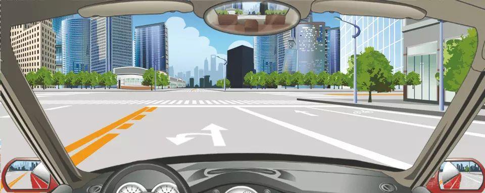 该车道路面导向箭头指示前方路口仅能掉头。-学法减分拍照搜题