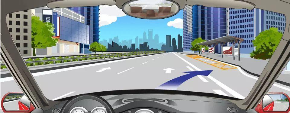 路右侧黄色矩形标线框内表示允许临时停车。-学法减分拍照搜题