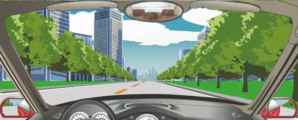 如图所示，在这段道路上，在不影响其他车辆通行的前提下可以掉头。-学法减分拍照搜题