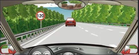 在图中所示的高速公路行车道跟随前车行驶时，最小的跟车距离不得少于100米。-学法减分拍照搜题