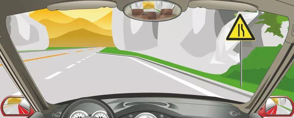 右侧标志警告前方道路右侧变宽。-学法减分拍照搜题