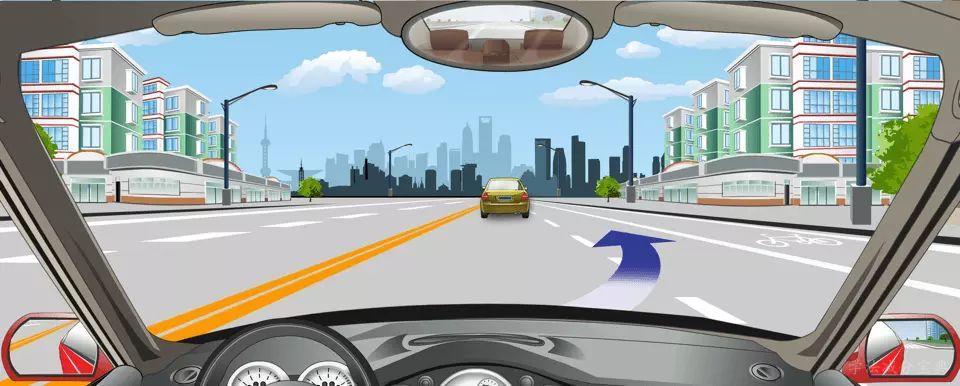 道路右侧白色虚线指示可越线变更车道。-学法减分拍照搜题