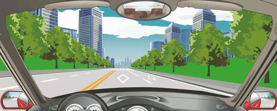 行经这种交通标线的路段要加速行驶。-学法减分拍照搜题