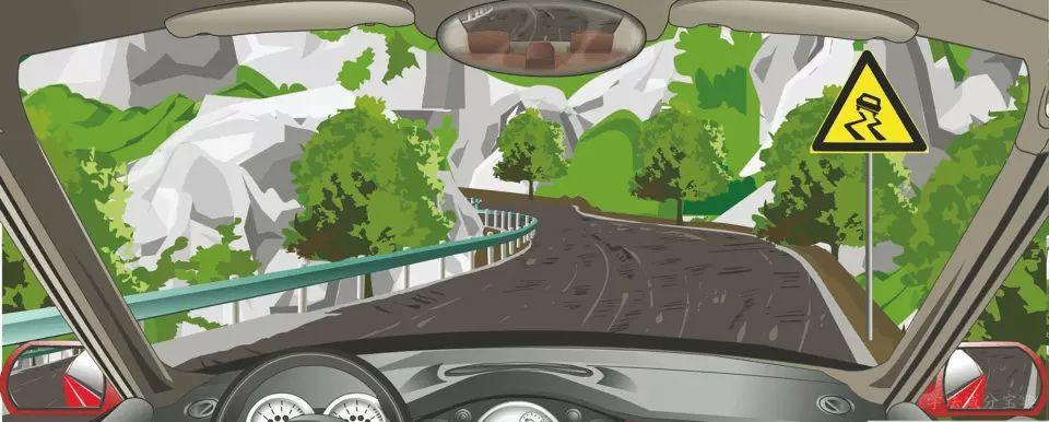 如图所示，右侧这个标志提示前方是连续急转弯道路。-学法减分拍照搜题