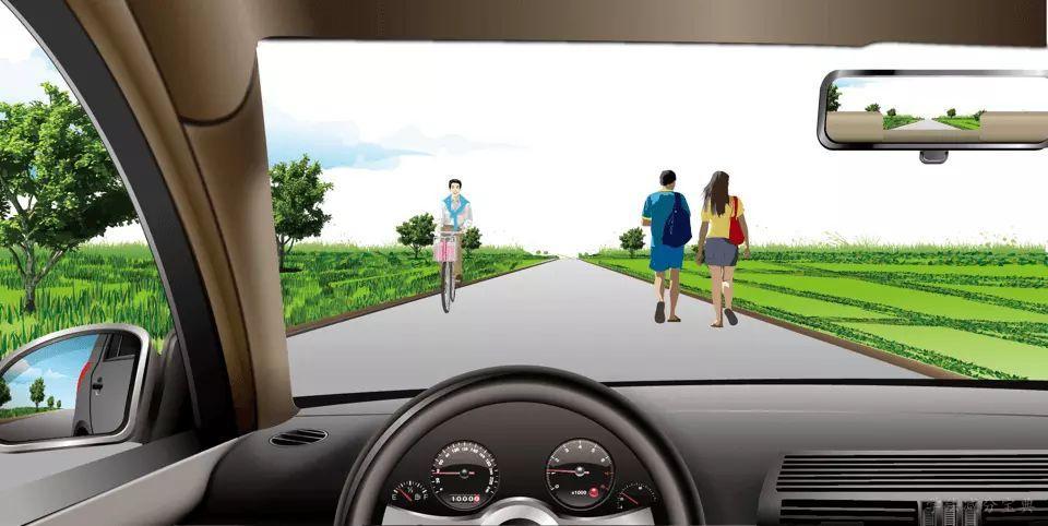 如图所示，在这种道路上行驶，应在道路中间通行的主要原因是在道路中间通行速度快。-学法减分拍照搜题
