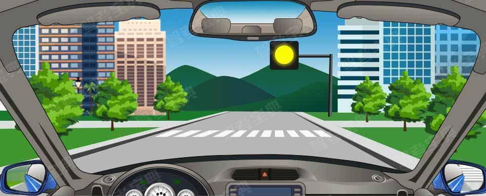 看到图中所示道路信号灯不断闪烁时，表示机动车可以加速通过。-学法减分拍照搜题