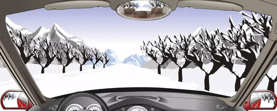 在积雪覆盖的冰雪路行车时，可根据路边树木、电杆等参照物判断行驶路线。-学法减分拍照搜题
