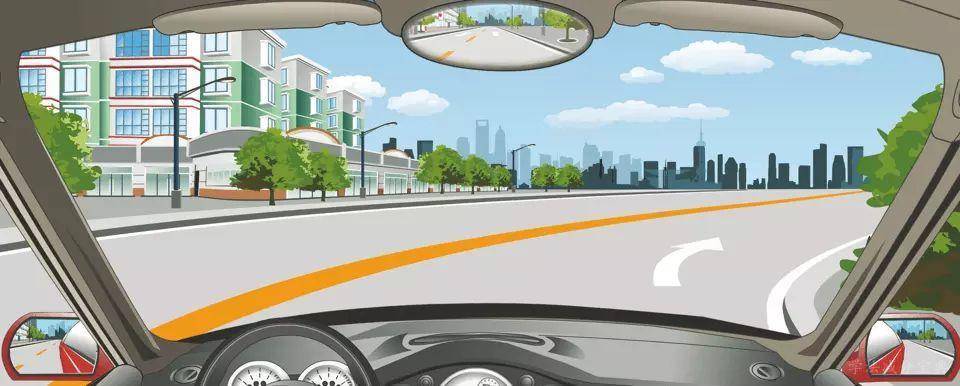 该车道路面导向箭头提示前方道路右侧有路口。-学法减分拍照搜题