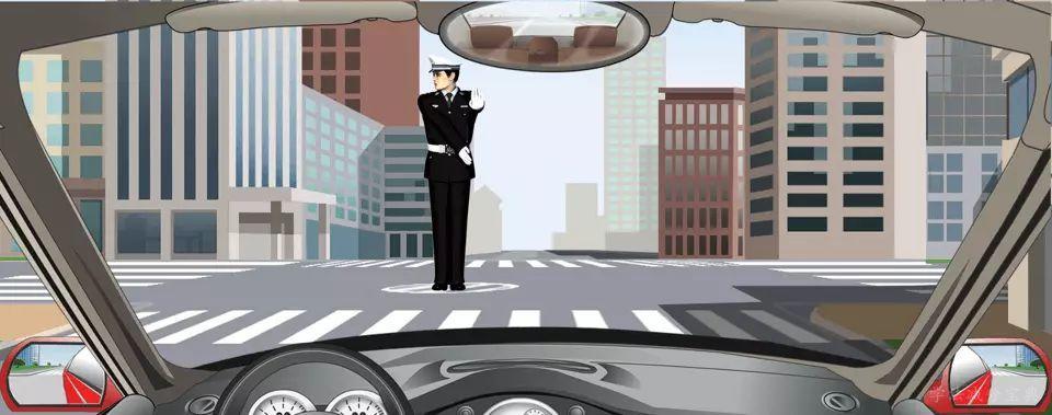 交通警察发出这种手势信号时可以直行通过。-学法减分拍照搜题