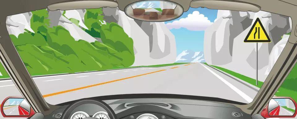 右侧标志警告前方道路左侧变宽。-学法减分拍照搜题