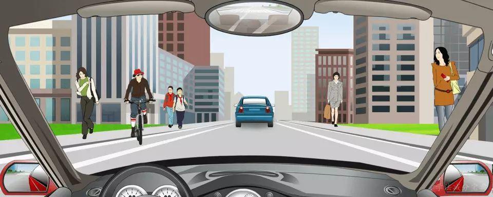 如图所示，在这段无限速标志和标线的城市道路上行驶的最高速度不能超过多少？-学法减分拍照搜题
